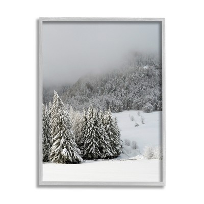 Stupell Industries Winter Snowscape Woodland Trees Framed Giclee Art