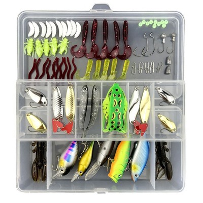 75pcs,Fishing Lures Set,Spoon Hooks Minnow Pilers Hard Lure Kit,In Box,Fishing Gear Accessories