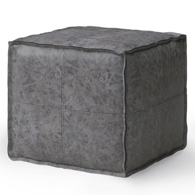 Wendal Square Pouf Distressed Black - WyndenHall