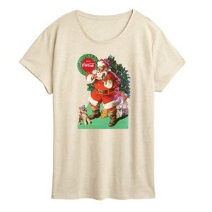 Women's - Coca-Cola - Vintage Santa With Dog Short Sleeve Graphic T-Shirt - 1 of 4