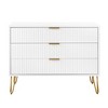 PAGED Fluted Dresser, Contemporary Storage Cabinet with 3 Full Extension Drawer and Splayed Gold Metal Legs for Living Room, Hallway - 2 of 4