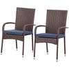 Outsunny 2 Stackable Outdoor Dining Chairs, Cushioned Patio Wicker Dining Chairs - image 4 of 4