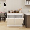 Tilt-Out Trash Cabinet with 2 Drawers and Dual Compartments, Kitchen Storage Cabinet for Trash, Recycling, Laundry or Entryway-Tanpinhause - 3 of 4