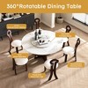 KWPZQEB 59" Round Marble Dining Table with Rotating Tray, Modern Sintered Stone Dining Table w/ Wood Walnut Base for Dining Room, Kitchen - 4 of 4