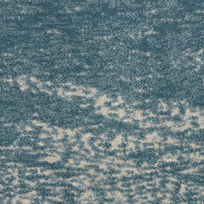 Ivory and Teal Abstract Flat Woven Synthetic Rug, 5' x 7'
