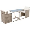 vidaXL 3 Piece Bistro Set with Cushions Poly Rattan Beige - 3 of 4