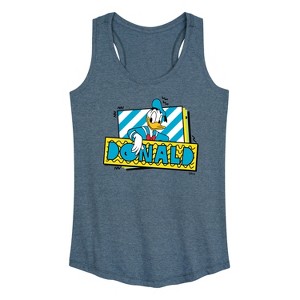 Women's - Disney - Leaning Donald Duck With Nametag Graphic Racerback Tank - 1 of 4