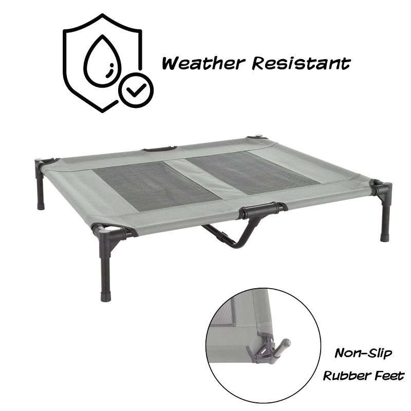 Elevated Dog Bed - 36x29.75-Inch Portable Pet Bed with Non-Slip Feet - Indoor/Outdoor Dog Cot or Puppy Bed for Pets up to 80lbs by PETMAKER (Gray), 3 of 9