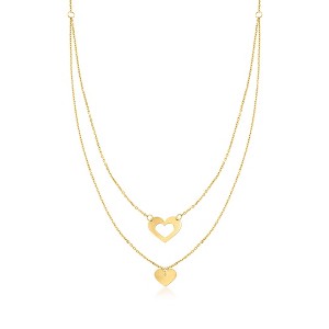 Pure Collection by Ross-Simons Italian 14kt Yellow Gold Heart Double Necklace - 1 of 4