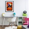 Stupell Industries Cat Peeking from Jack-o-Lantern Framed Print Under Glass Art, Black, 17" x 23" - 3 of 4
