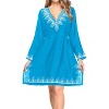 LA LEELA Women's Summer Loose Holiday Mini Beachwear Dress Flowy Short Fashion Bathing Suit Cover Ups - 3 of 4