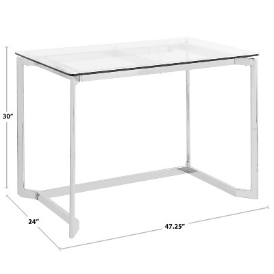 Contemporary 47'' Black Steel and Clear Glass Home Office Desk