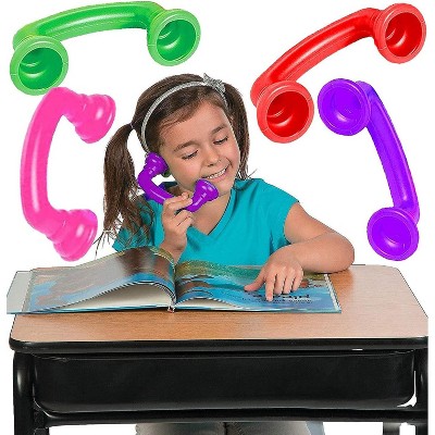 4E’s Novelty Whisper Phones for Reading [4 Pack] Auditory Feedback, Accelerate Fluency, Comprehension & Pronunciation - Ideal Reading Phones for Kids