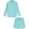 Men's 2 Piece sets beach outfits Summer casual Linen Sets Henley Shirts and Shorts - 3 of 4