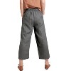 ECUPPER Womens Linen Cropped Pants Loose Casual Capri Cotton Wide Leg Plus Size Elastic Waist with Drawstring Trouses - 3 of 4