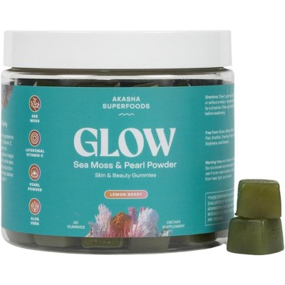 Akasha Superfoods Sea Moss Glow Gummies – Hair, Skin & Nails Vitamins – 60ct
