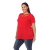 Plus Size Crisscross Neck Short Sleeve Top - White Mark - 2 of 4