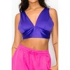 Slickblue Women's Satin V-neck Bra Top with Smocked Back, Adjustable Straps, Orange/Purple - Size S-L - 4 of 4