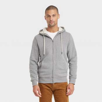 Men's High-Pile Fleece Lined Hooded Zip-Up Sweatshirt - Goodfellow & Co™