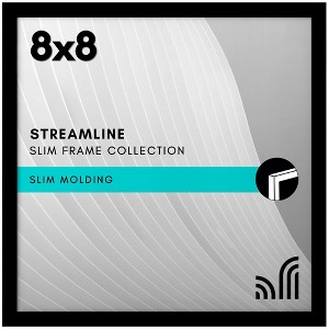 Americanflat 8x8 Picture Frame - Streamline Collection - Thin Border Square Frame for Tabletop and Wall Display - Black - 1 of 4