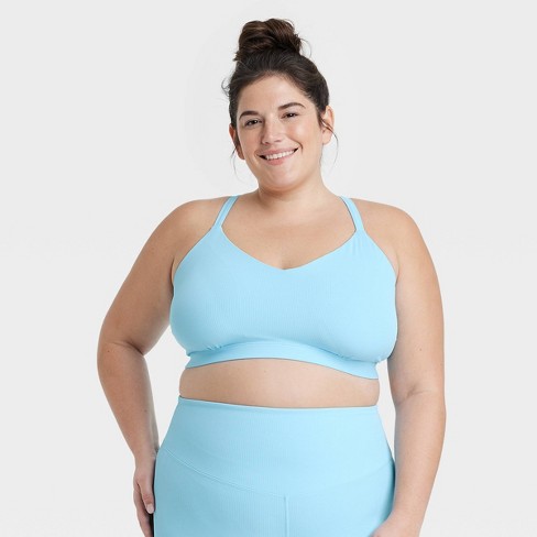 Women's Light Support Rib Triangle Bra - All In Motion™ Light Blue