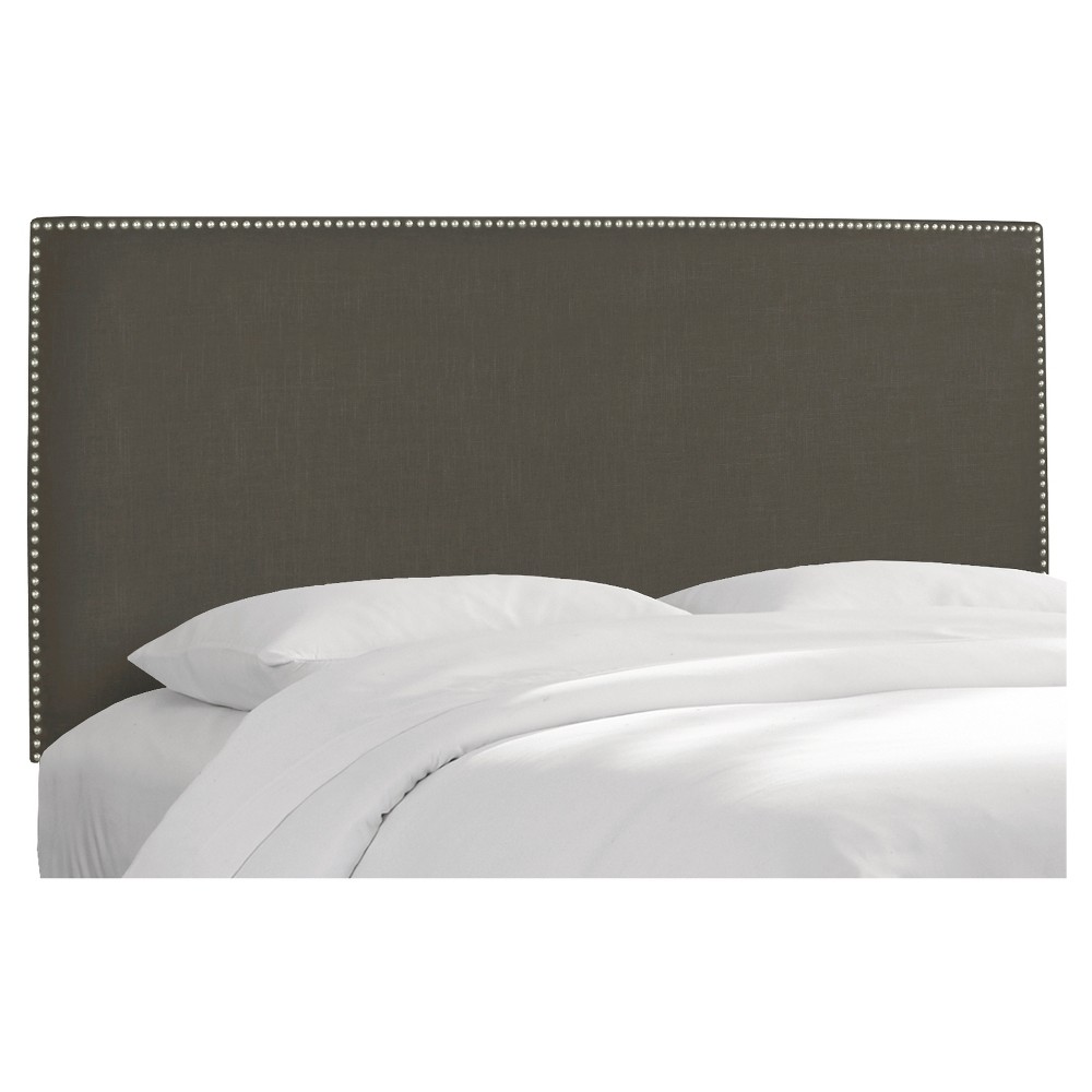 Skyline Furniture King Arcadia Nailbutton Headboard Linen Slate with Pewter Nail Buttons: Traditional Style, Pine Frame, Spot Clean -  49157182