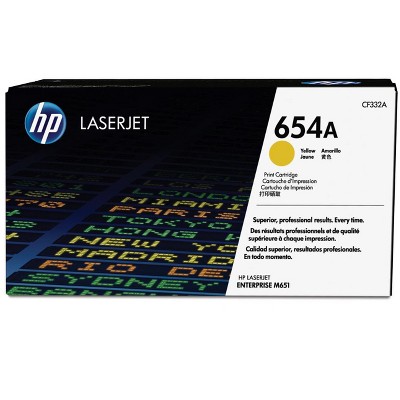 HP Inc. 654A Yellow Original LaserJet Toner Cartridge, ~15,000 pages, CF332A