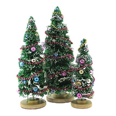 Cody Foster 16.0" Rustic Winter Tree Set/3 Christmas Bright Decorated  -  Decorative Figurines