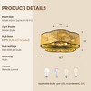 Ludomide 20’’ Rattan Flush Mount Ceiling Fan with Lights and Remote, Boho Woven Drum Ceiling Fan Light Fixture for Kitchen, Flower Shaped - 4 of 4