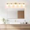 POWLIG 43.54-in 5-Light Gold Bathroom Vanity Light Fixture with Opal Frosted Glass Shade - 2 of 4