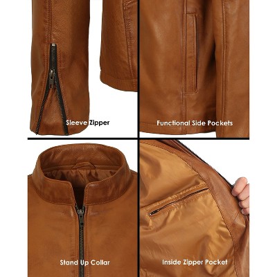 GIOBERTI Men's Sheepskin Classic Style Leather Jacket, Hazelnut, XL — фото 4