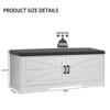 ORRD White 2-Tier Farmhouse Storage Bench with Padded Seat, 2 Barn Doors & Adjustable Shelves, 39.4" Entryway Shoe Bench - 4 of 4