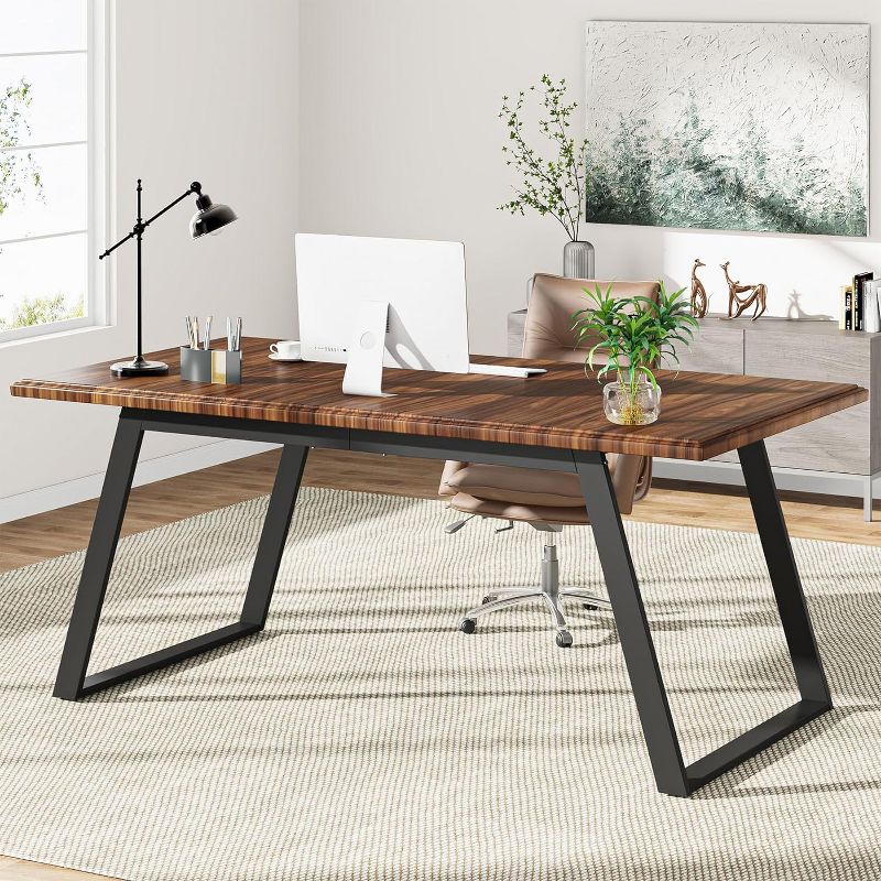 Tribesigns 63" Executive Desk, Large Computer Office Desk, Modern Simple Study Writing Desk PC Table with Heavy-Duty Metal for Home Office, 5 of 9