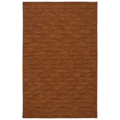 Brown Flat Woven Wool and Cotton Rectangular Rug, 8' x 10'
