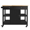 Kicthen Cart with Rubber Wood Top and Locking Wheels - 3 of 4