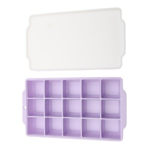 Unique Bargains 15-Cavity Square Ice Tray with Clear Lid Hand Wash Only Silicone 7.68"x4.33"x1.38" 1 Pc - 1 of 3