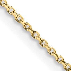 Black Bow Jewelry 1mm 14K Yellow Gold Solid Diamond Cut Rolo Chain Necklace - 1 of 4