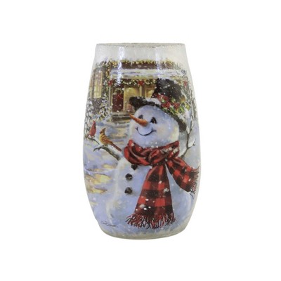 Stony Creek 5.25 In Delightful Snowman Pre-Lit Vase Carrot Nose Tophat Scarf Novelty Sculpture Lights