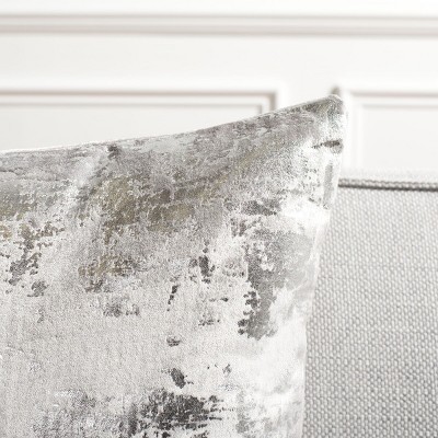 Edmee 12" x 20" Gray and Silver Metallic Pillow
