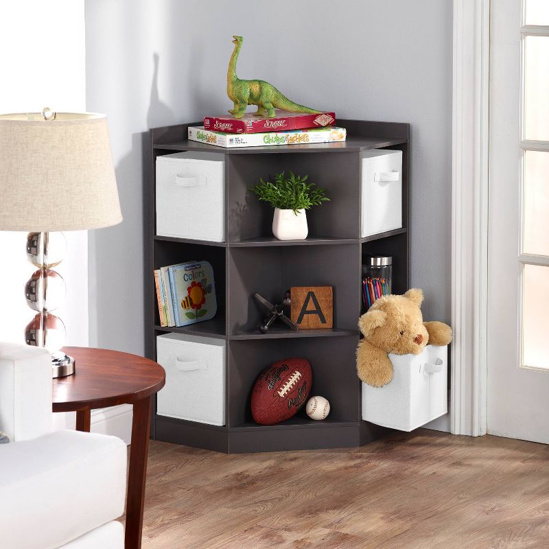 Badger Basket Corner Cubby Storage Unit with 4 Reversible Baskets Charcoal, 3 of 13