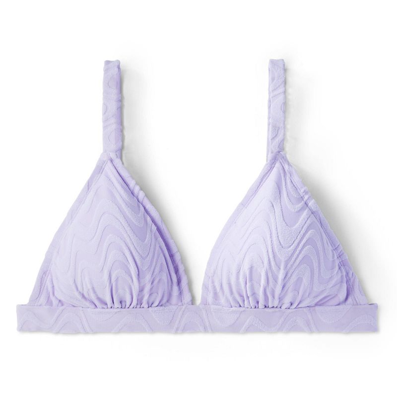 Women's Wavy Terry Textured Triangle Bikini Top - Wild Fable™ Lilac Purple, 5 of 7