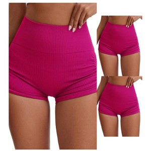 INSPIRE CHIC 3 Packs Women's High Waist Slimming Waist Butt Lifter Control Panties Workout Sport Running Short - 1 of 4