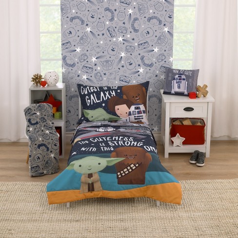Star Wars Galaxy Of Creatures Toddler - Crib Size Bedding Comforter Set 4 Pieces