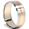 Pompeii3 Channel Brushed Wedding Band 14K Gold - 3 of 4
