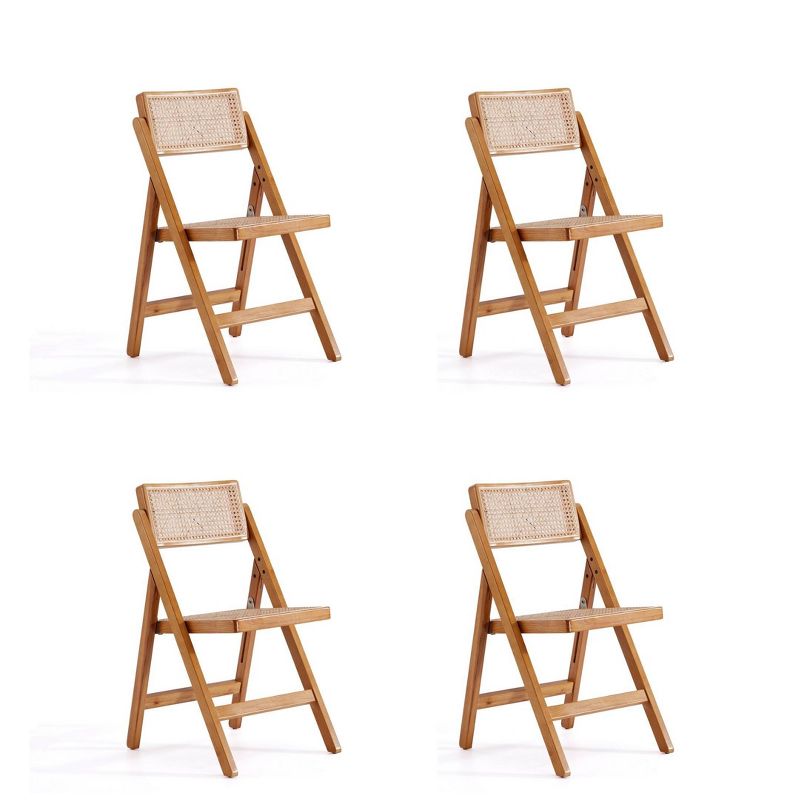 Set of 4 Pullman Cane Folding Dining Chairs Natural - Manhattan Comfort, 1 of 13