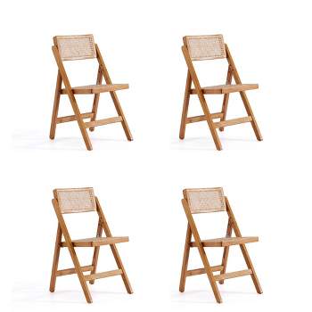 Set of 4 Pullman Cane Folding Dining Chairs Natural - Manhattan Comfort