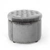 GDFStudio Hempstead Contemporary Round Tufted Velvet Ottoman with Nailhead Trim - 4 of 4