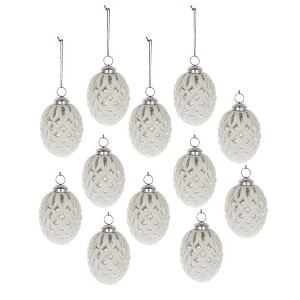 Gulches Set of 12 Elegant 4.2" Glass Christmas Ball Ornaments - Decorative Hanging Accents for Holiday Trees and Festive Celebrations - 1 of 4