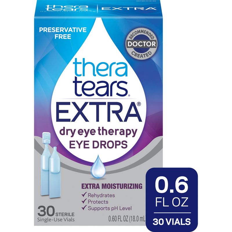 TheraTears Extra Dry Eye Therapy Preservative Free Lubricant Eye Drops - 30ct, 1 of 13