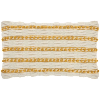 12"x20" Oversize Life Styles Woven Lines and Dots Lumbar Throw Pillow Yellow - Mina Victory